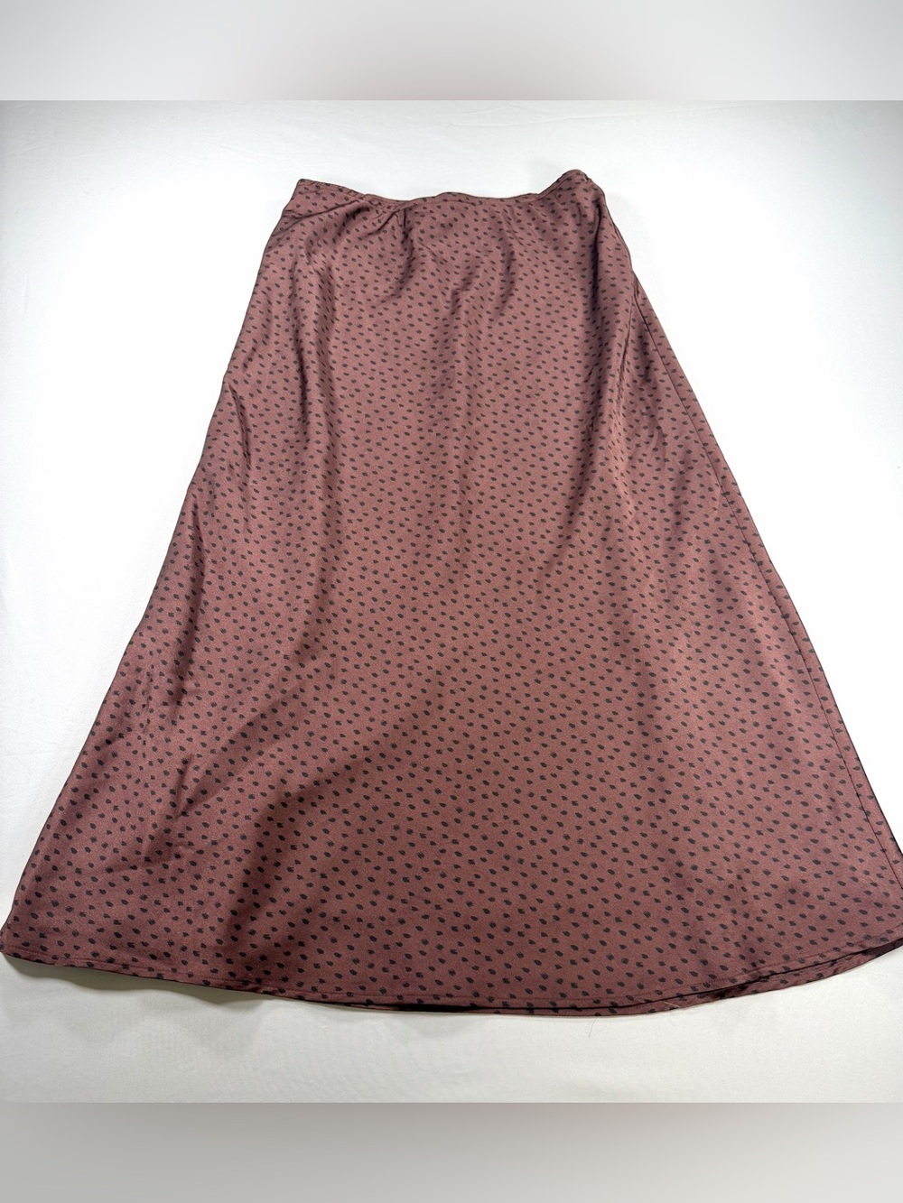 Abercrombie & Fitch Brown Satin Polka Dot Midi Slip Skirt Size Small